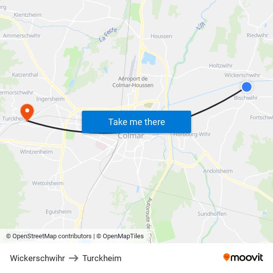 Wickerschwihr to Turckheim map