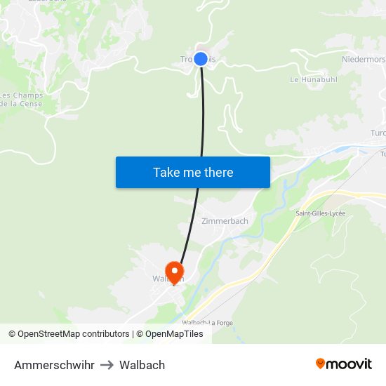 Ammerschwihr to Walbach map