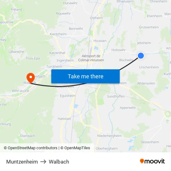 Muntzenheim to Walbach map
