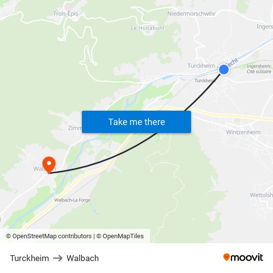Turckheim to Walbach map