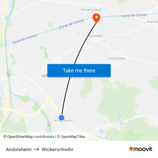 Andolsheim to Wickerschwihr map