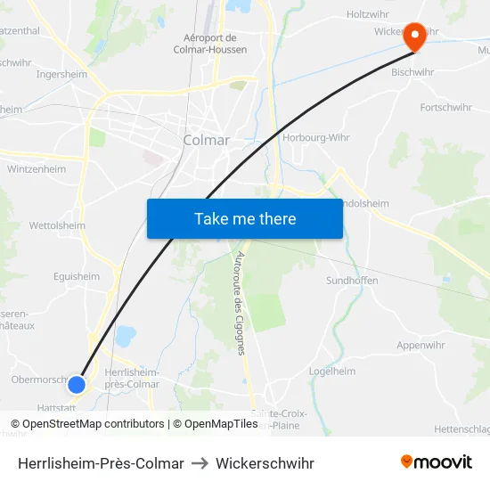 Herrlisheim-Près-Colmar to Wickerschwihr map