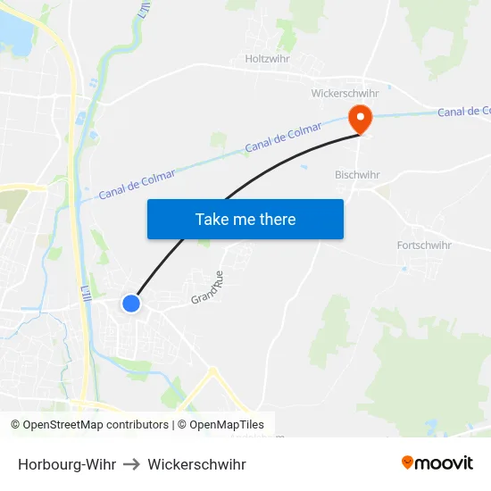 Horbourg-Wihr to Wickerschwihr map