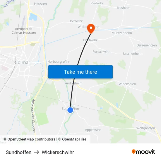 Sundhoffen to Wickerschwihr map