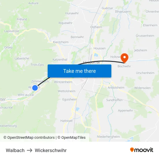 Walbach to Wickerschwihr map