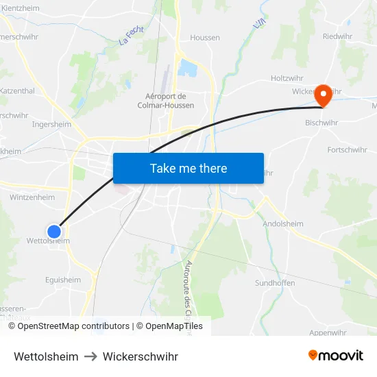 Wettolsheim to Wickerschwihr map