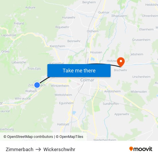 Zimmerbach to Wickerschwihr map