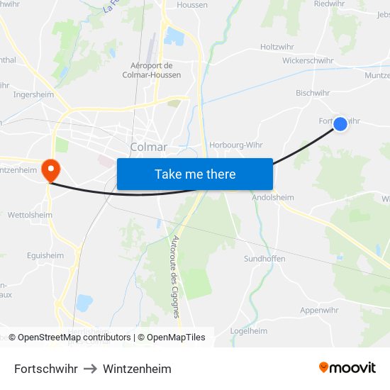 Fortschwihr to Wintzenheim map