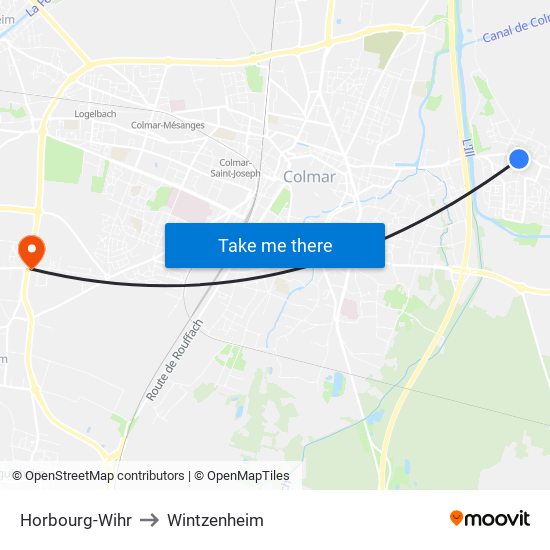 Horbourg-Wihr to Wintzenheim map