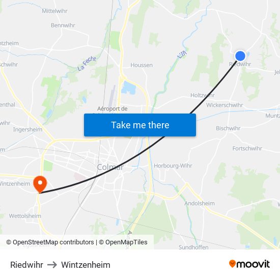 Riedwihr to Wintzenheim map