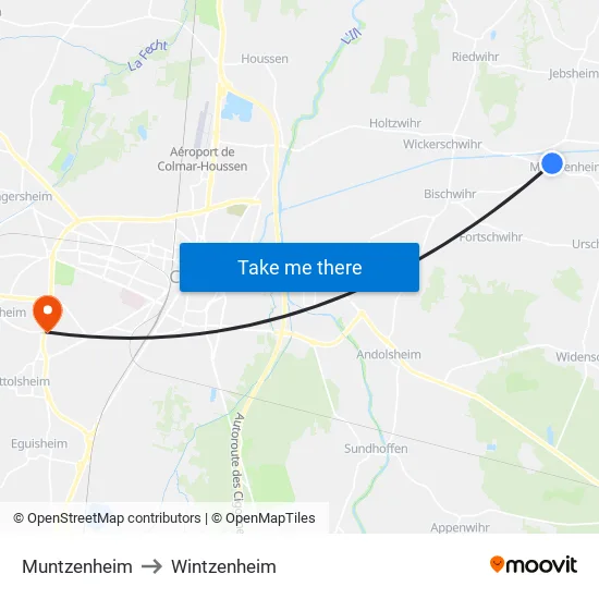 Muntzenheim to Wintzenheim map