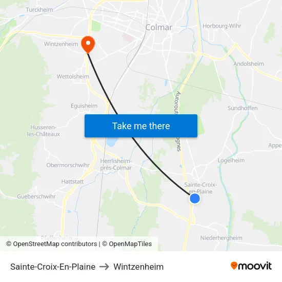 Sainte-Croix-En-Plaine to Wintzenheim map