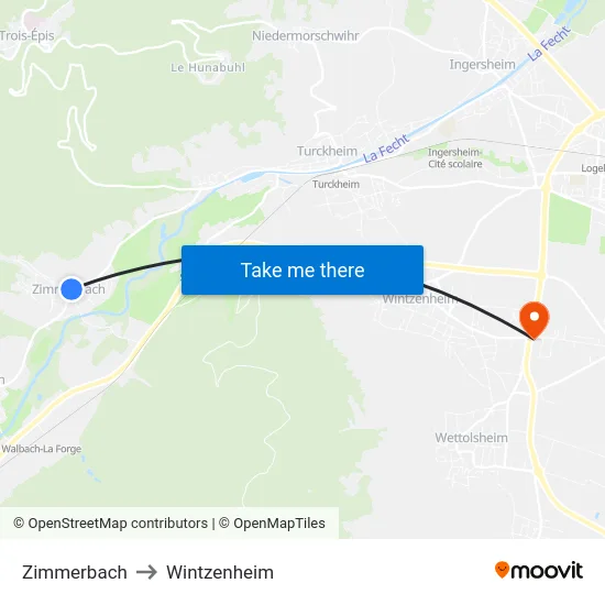 Zimmerbach to Wintzenheim map