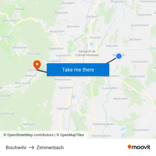 Bischwihr to Zimmerbach map