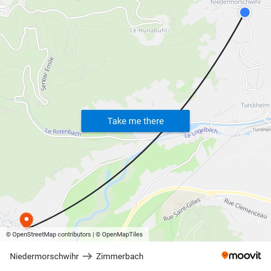 Niedermorschwihr to Zimmerbach map