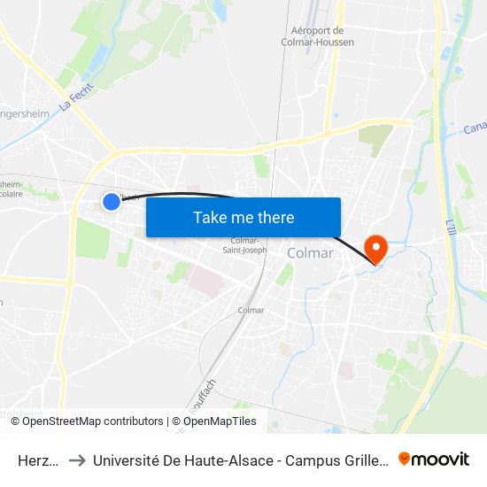 Herzog to Université De Haute-Alsace - Campus Grillenbreit map