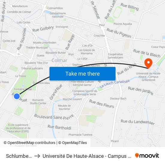 Schlumberger to Université De Haute-Alsace - Campus Grillenbreit map