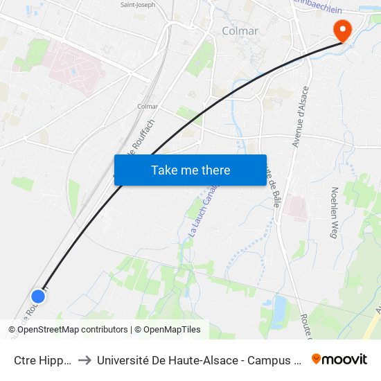 Ctre Hippique to Université De Haute-Alsace - Campus Grillenbreit map