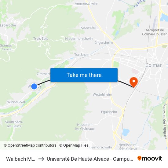 Mairie to Université De Haute-Alsace - Campus Biopôle map