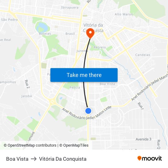 Boa Vista to Vitória Da Conquista map