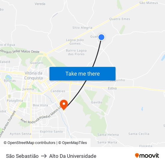 São Sebastião to Alto Da Universidade map
