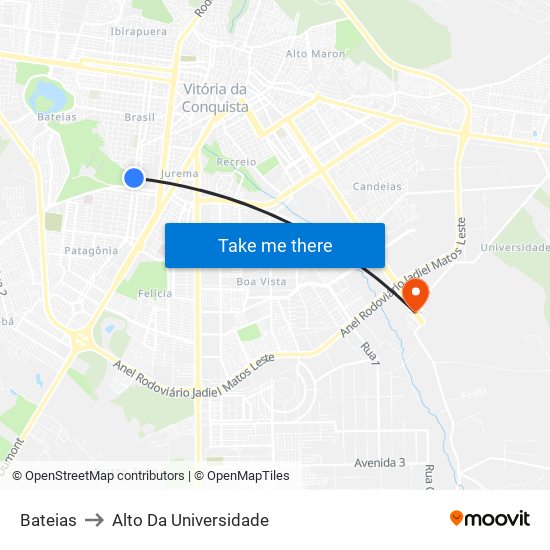 Bateias to Alto Da Universidade map
