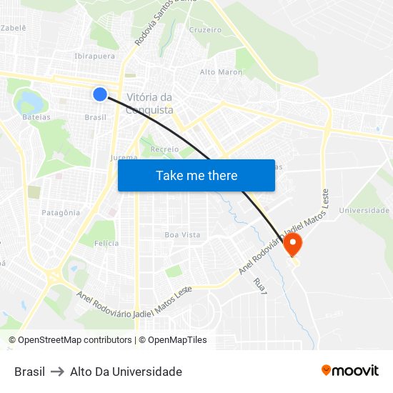 Brasil to Alto Da Universidade map