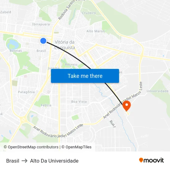 Brasil to Alto Da Universidade map