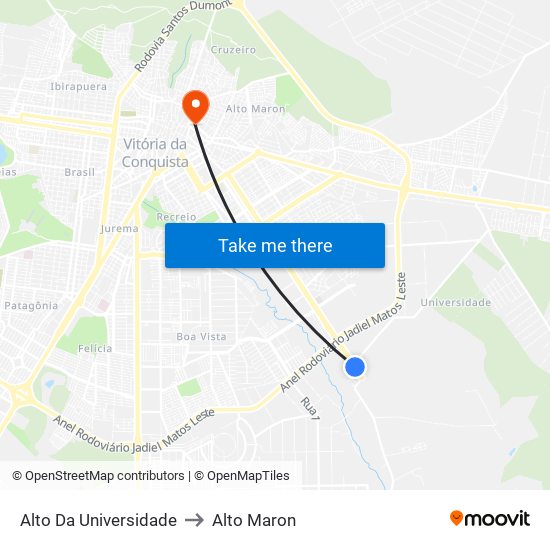 Alto Da Universidade to Alto Maron map