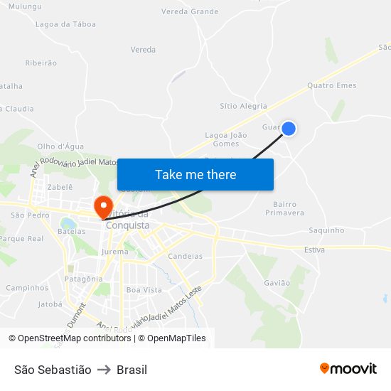 São Sebastião to Brasil map