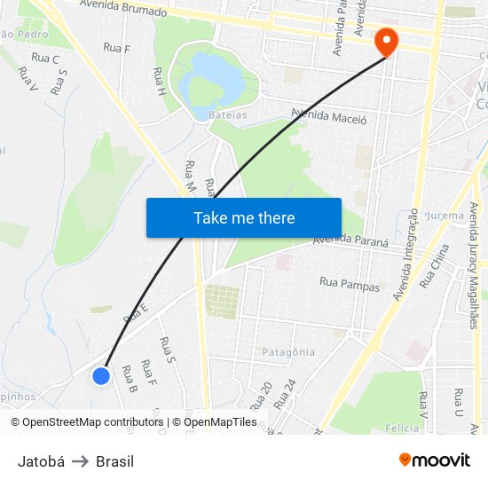 Jatobá to Brasil map