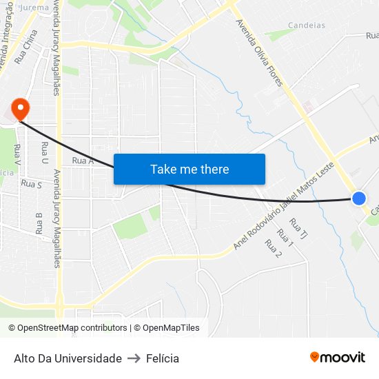 Alto Da Universidade to Felícia map
