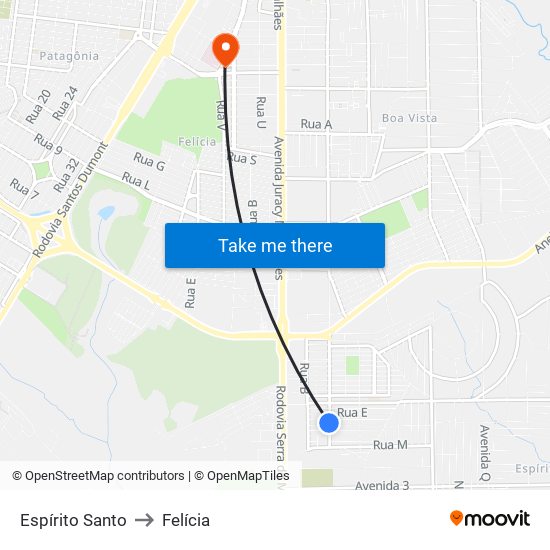 Espírito Santo to Felícia map