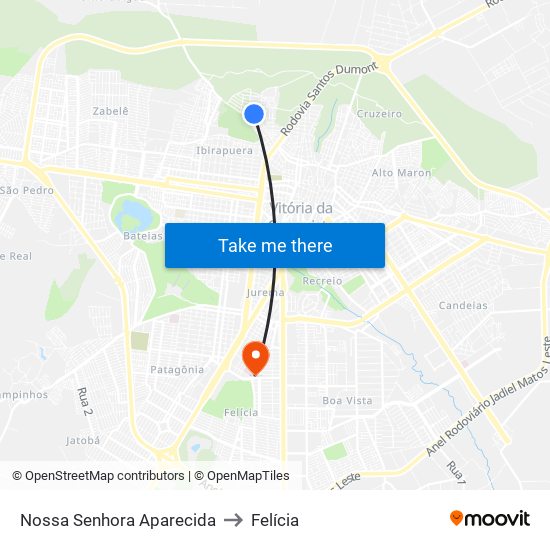 Nossa Senhora Aparecida to Felícia map