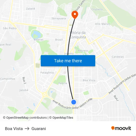 Boa Vista to Guarani map