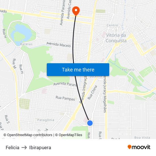 Felícia to Ibirapuera map