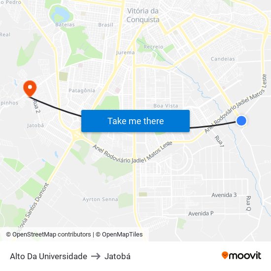 Alto Da Universidade to Jatobá map