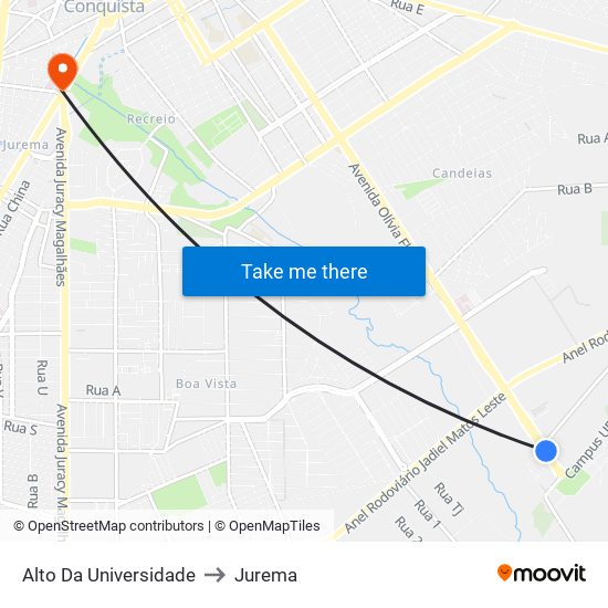 Alto Da Universidade to Jurema map