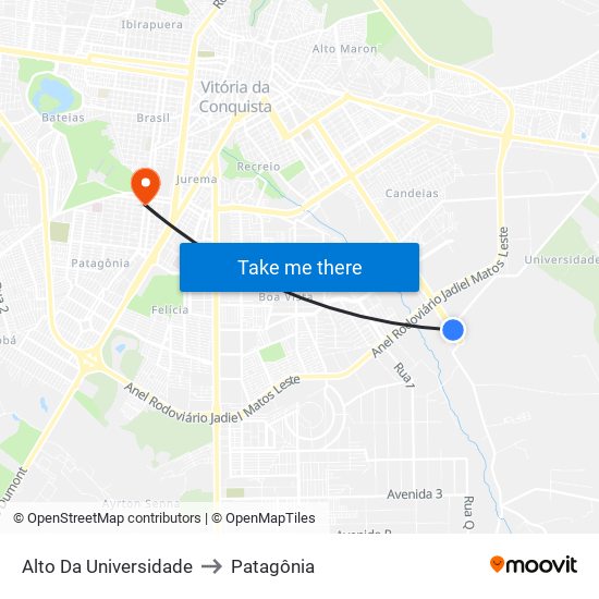 Alto Da Universidade to Patagônia map
