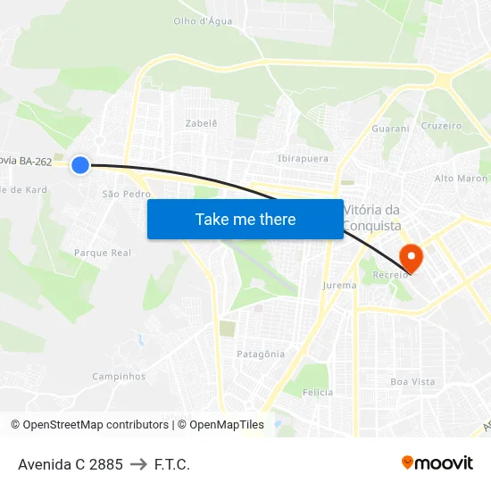 Avenida C 2885 to F.T.C. map