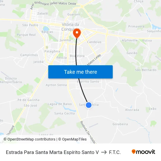 Estrada Para Santa Marta Espírito Santo V to F.T.C. map