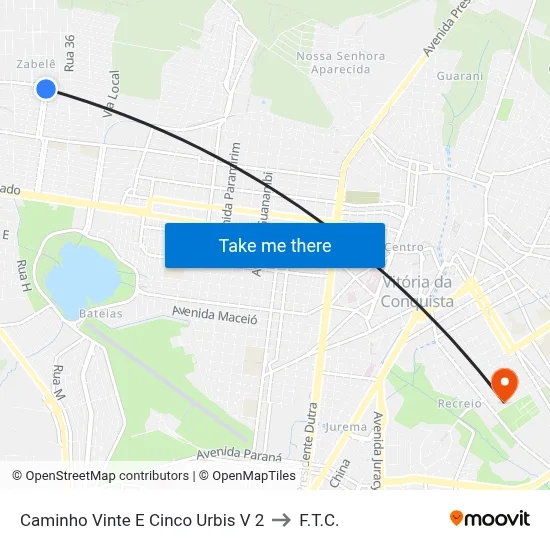 Caminho Vinte E Cinco Urbis V 2 to F.T.C. map