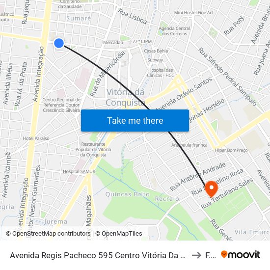 Avenida Regis Pacheco 595 Centro Vitória Da Conquista - Bahia 45015 Brasil to F.T.C. map