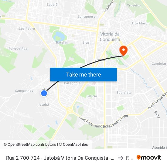 Rua 2 700-724 - Jatobá Vitória Da Conquista - Ba 45066-365 Brasil to F.T.C. map