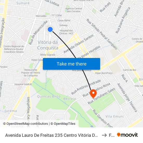 Avenida Lauro De Freitas 235 Centro Vitória Da Conquista - Bahia 45010 Brasil to F.T.C. map