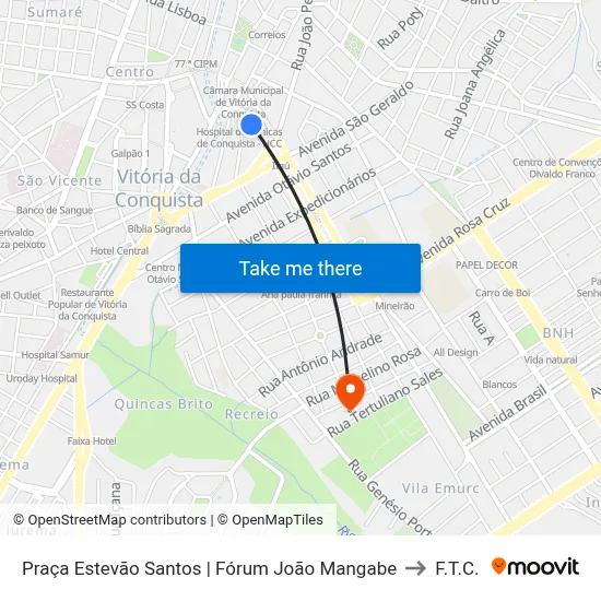 Praça Estevão Santos | Fórum João Mangabe to F.T.C. map