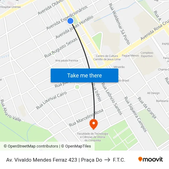 Av. Vivaldo Mendes Ferraz 423 | Praça Do to F.T.C. map