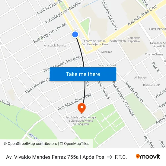 Av. Vivaldo Mendes Ferraz 755a | Após Pos to F.T.C. map