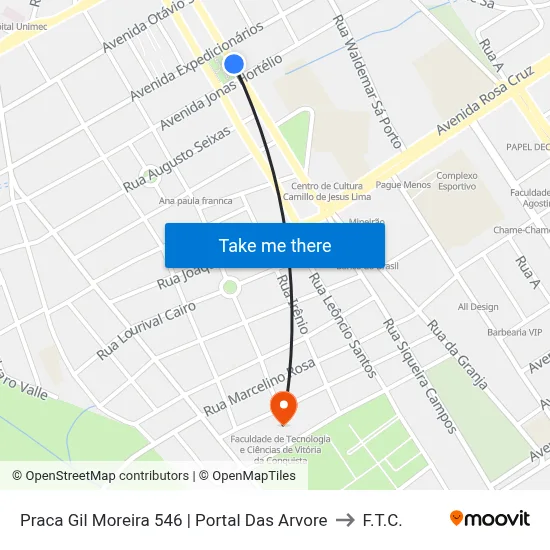 Praca Gil Moreira 546 | Portal Das Arvore to F.T.C. map