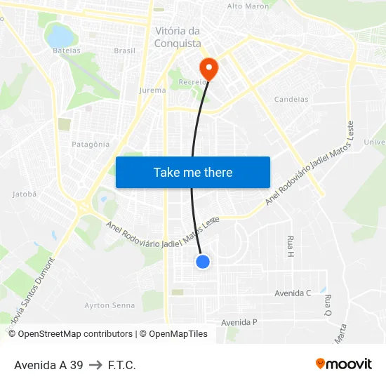 Avenida A 39 to F.T.C. map